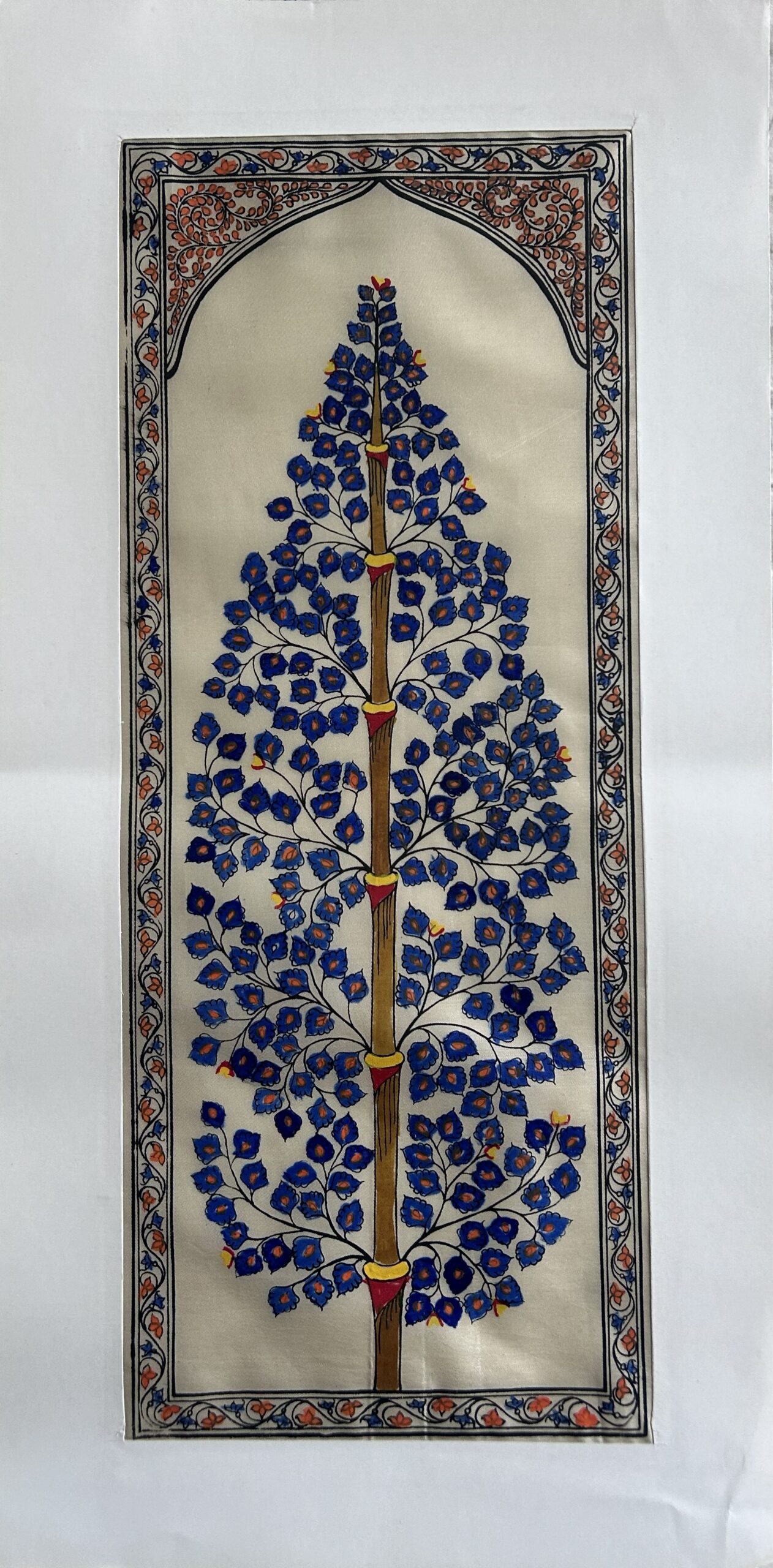 Tree of Life #32 - Pattachitra Art - Tussore Silk Painting - 6*16 inch - In Silk Cloth - Unframed