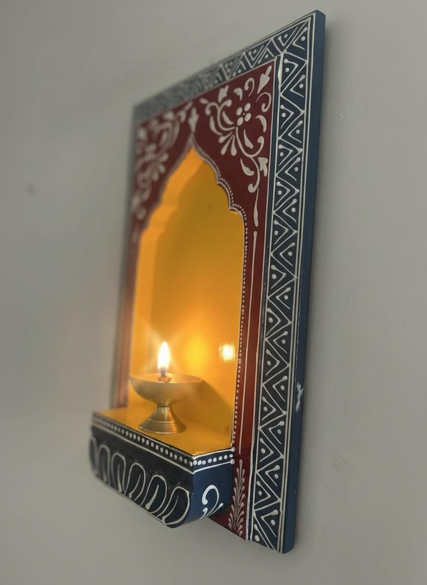 Handpainted Yellow and Red - Wooden Wall Frame Bracket (8inch * 12 inch) - Image 3