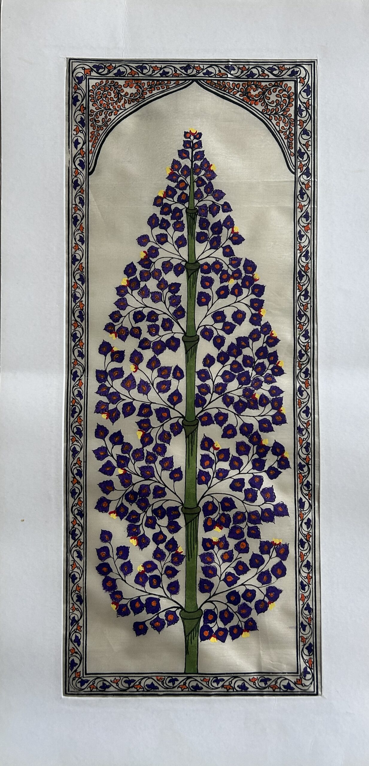 Tree of Life #31 - Pattachitra Art - Tussore Silk Painting - 6*16 inch - In Silk Cloth - Unframed