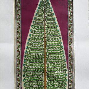 Tree of Life #40 - Pattachitra Art - Tussore Silk Painting - 6*16 inch - In Silk Cloth - Unframed