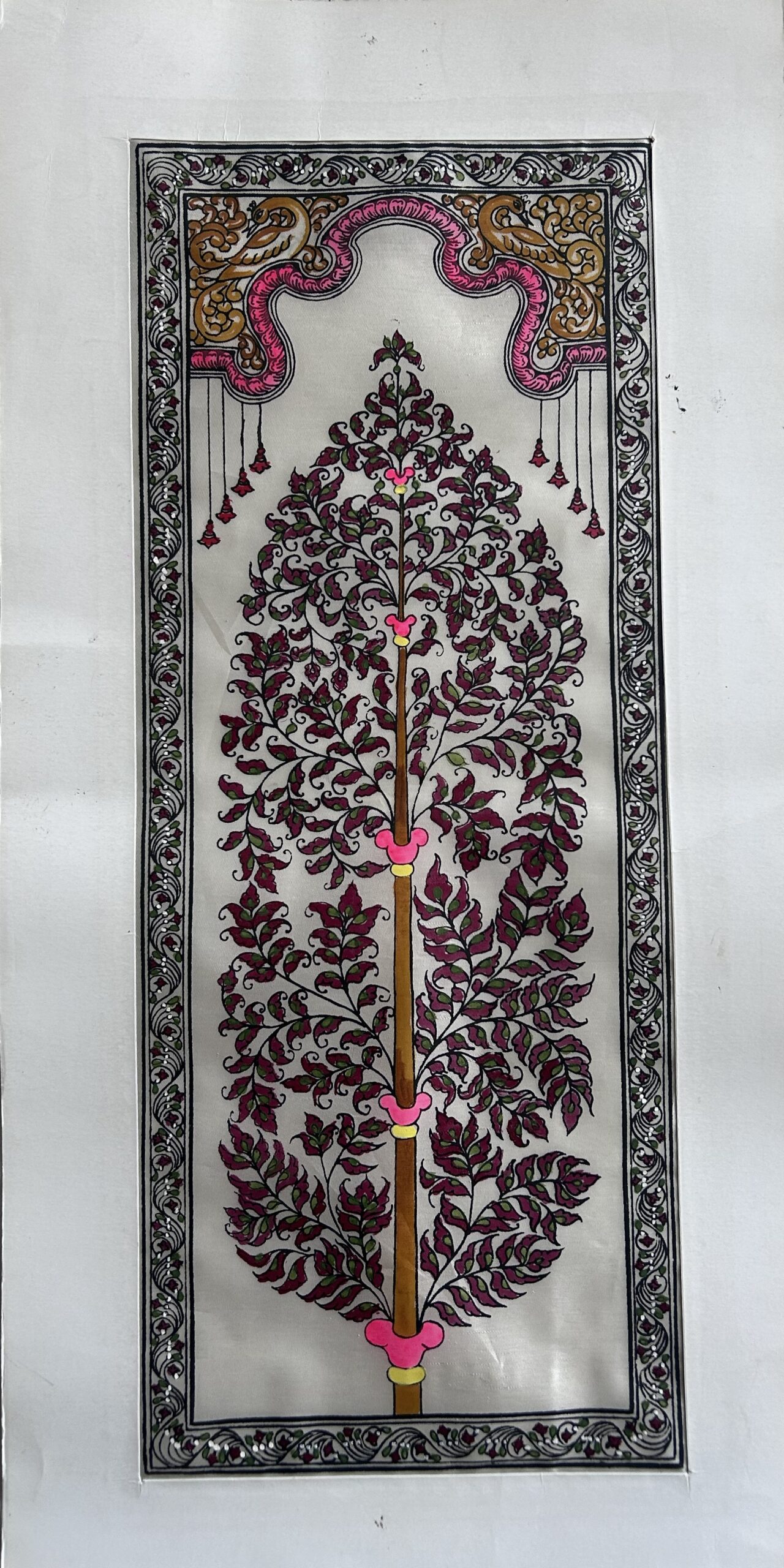 Tree of Life #30 - Pattachitra Art - Tussore Silk Painting - 6*16 inch - In Silk Cloth - Unframed