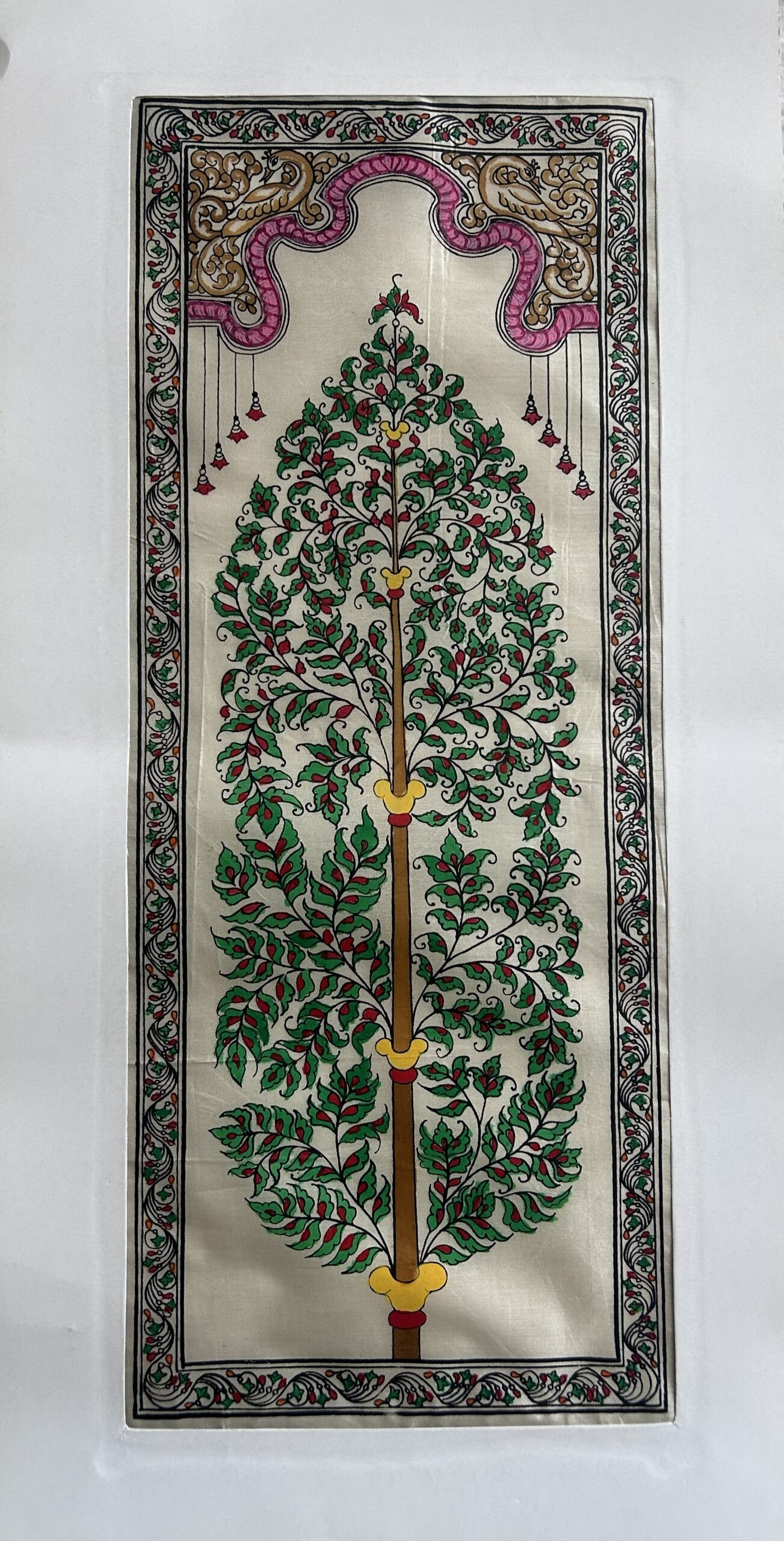 Tree of Life #38 - Pattachitra Art - Tussore Silk Painting - 6*16 inch - In Silk Cloth - Unframed