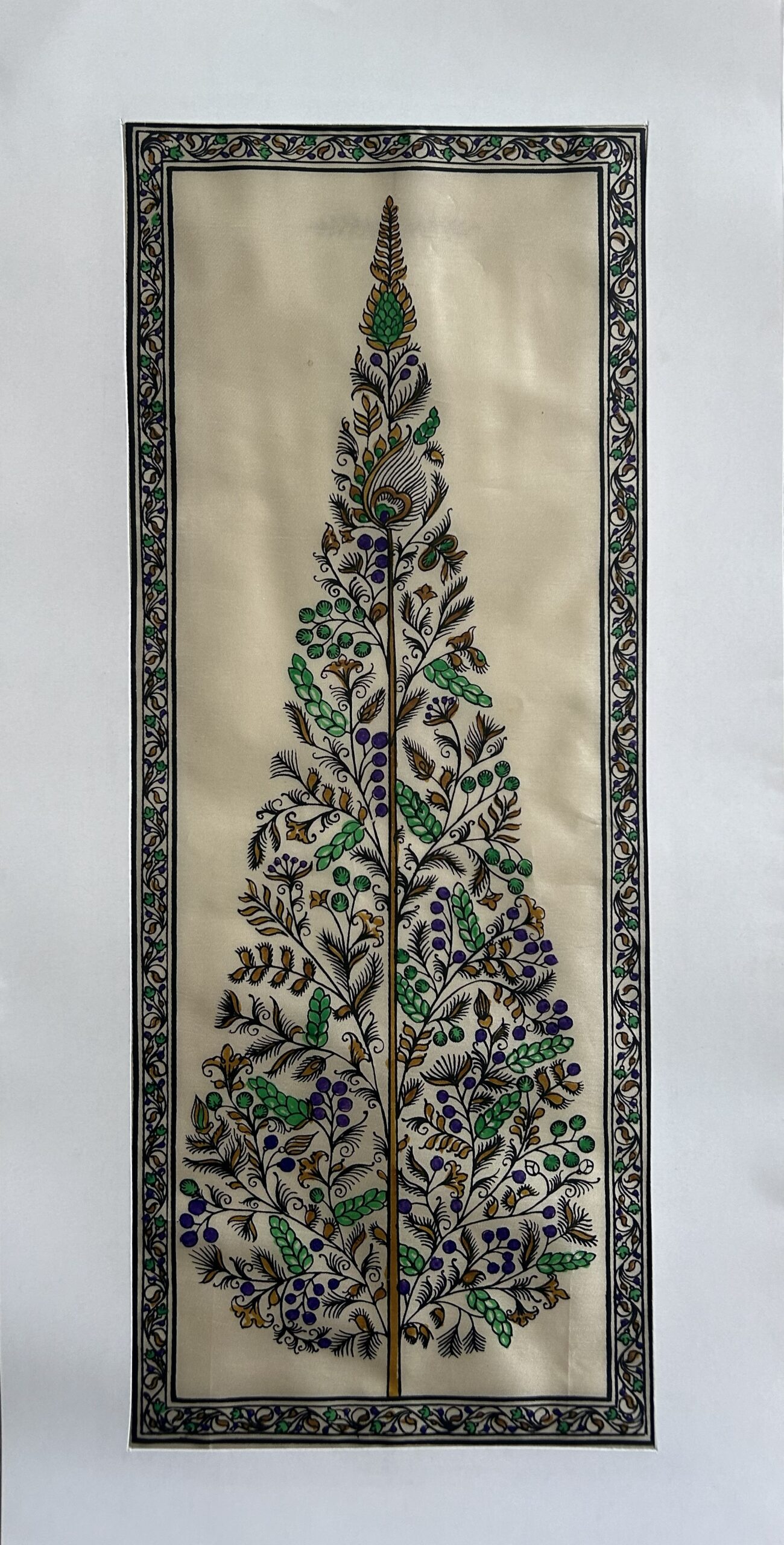 Tree of Life #8 - Pattachitra Art - Tussore Silk Painting - 6*16 inch - In Silk Cloth - Unframed
