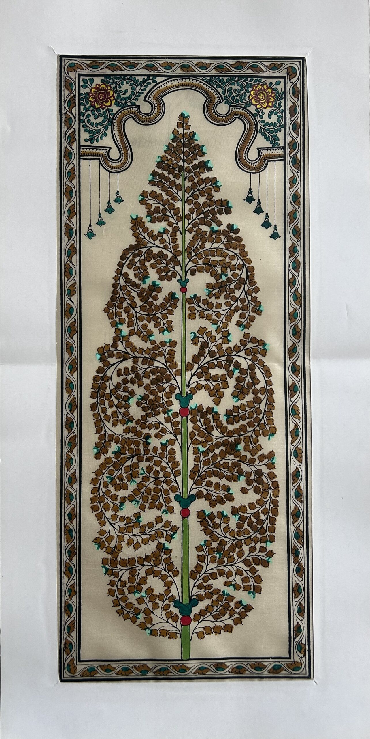 Tree of Life #36 - Pattachitra Art - Tussore Silk Painting - 6*16 inch - In Silk Cloth - Unframed
