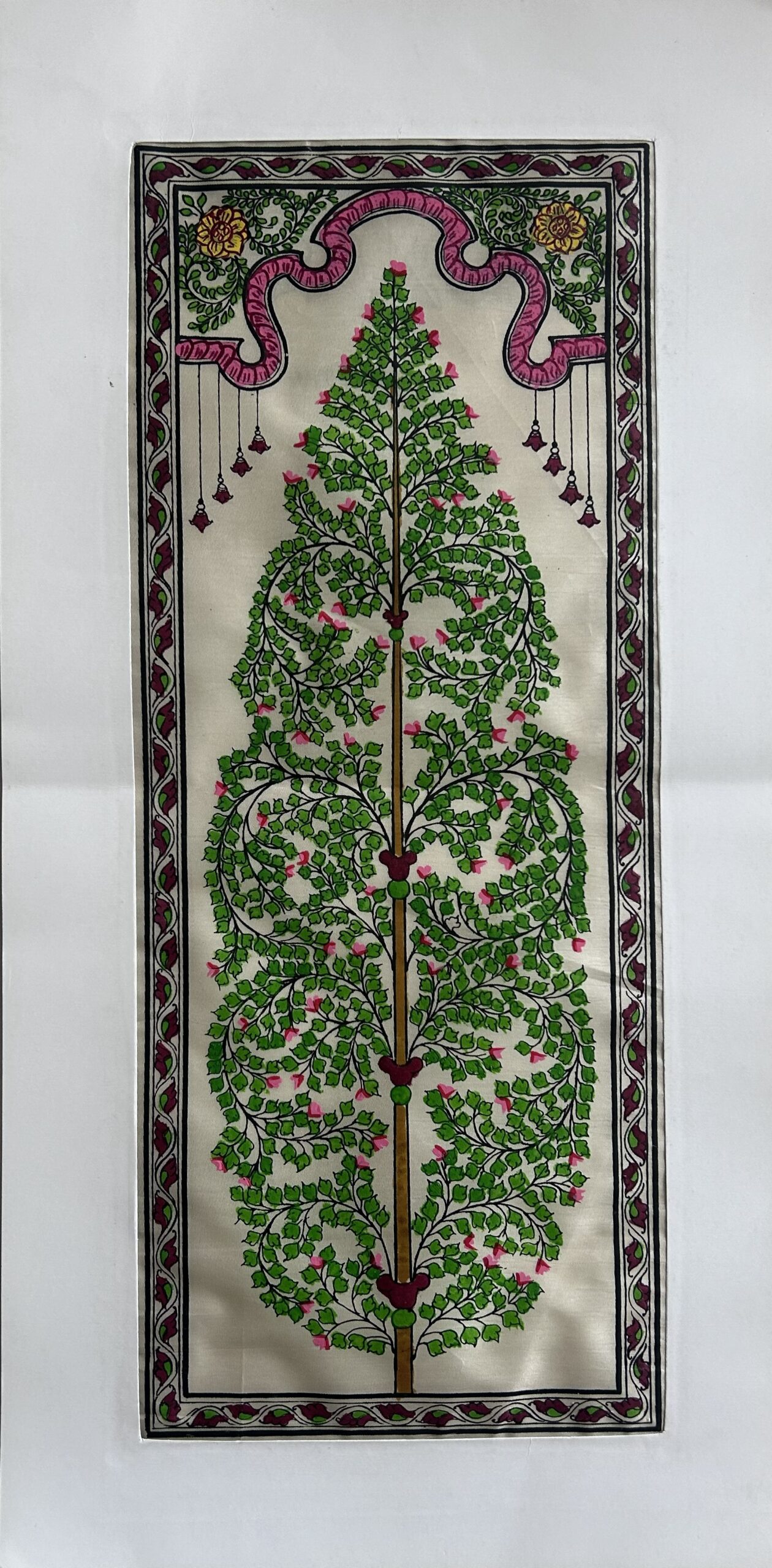 Tree of Life #35 - Pattachitra Art - Tussore Silk Painting - 6*16 inch - In Silk Cloth - Unframed