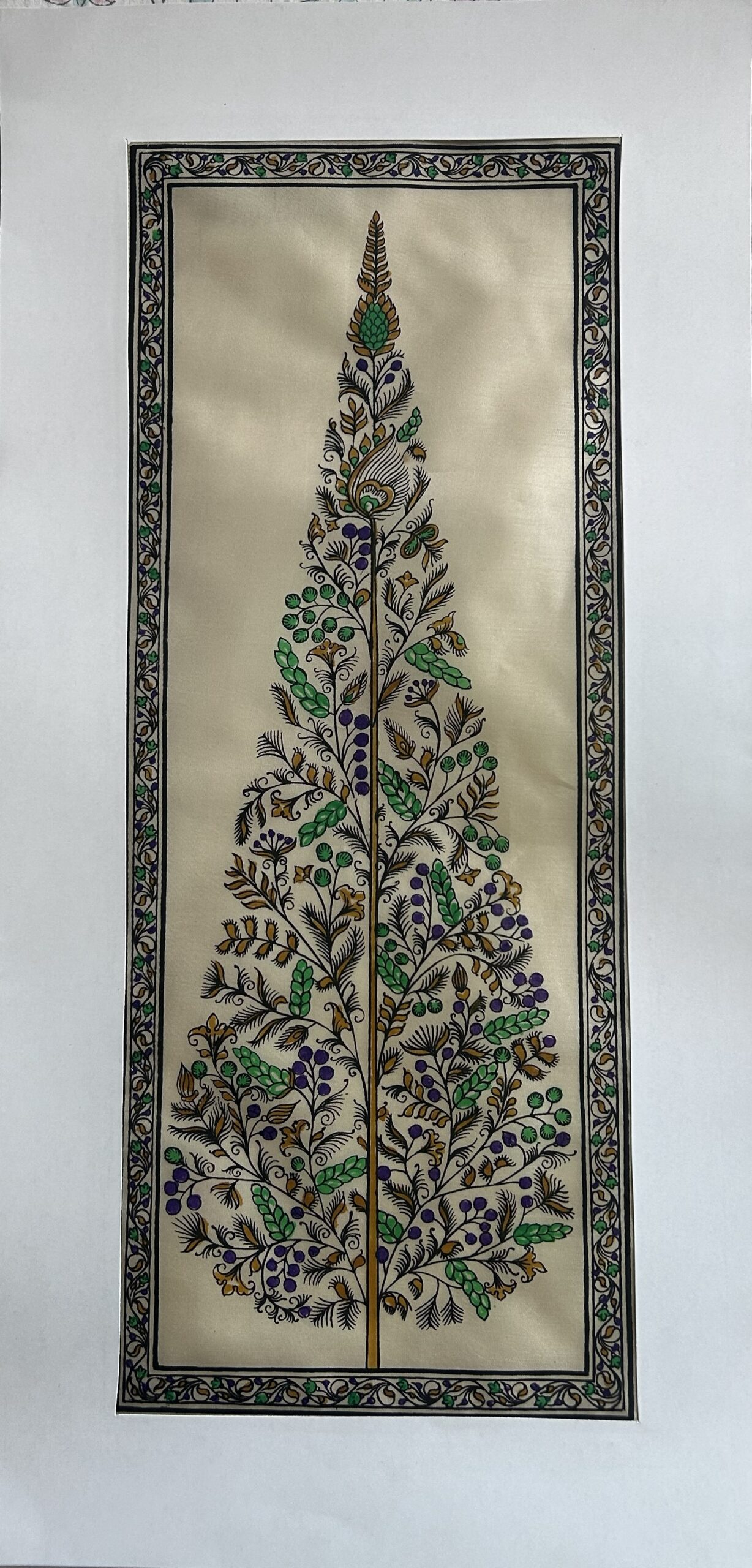 Tree of Life #17 - Pattachitra Art - Tussore Silk Painting - 6*16 inch - In Silk Cloth - Unframed