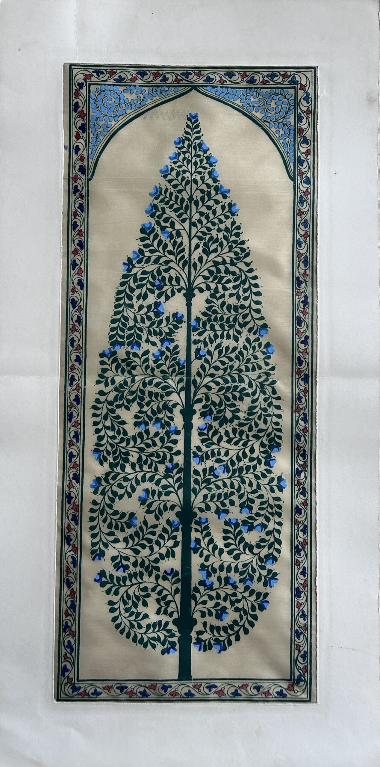 Tree of Life #1 - Pattachitra Art - Tussore Silk Painting - 6*16 inch - In Silk Cloth - Unframed