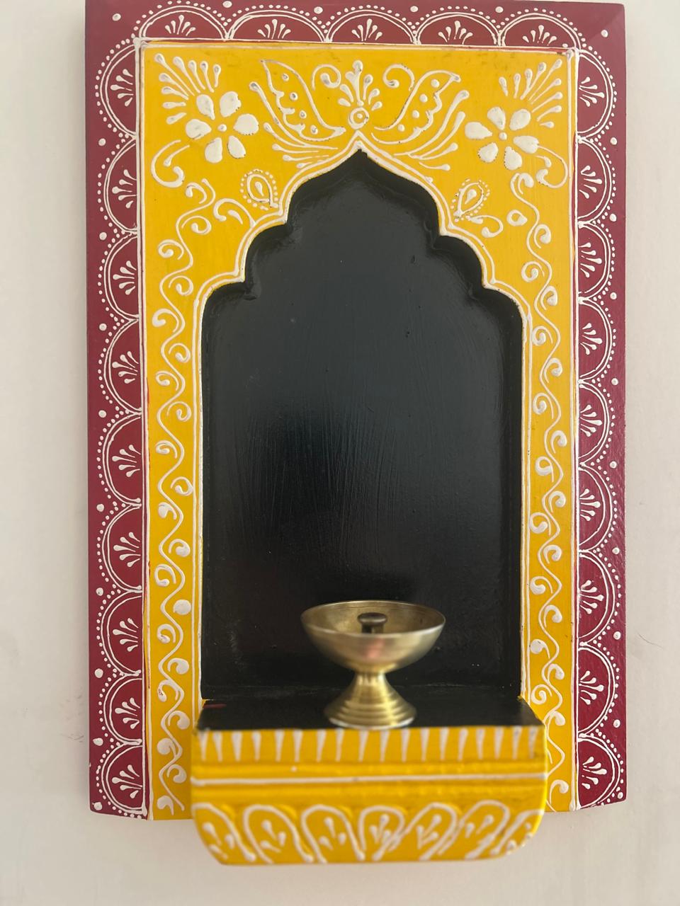 Handpainted Yellow and Red - Wooden Wall Frame Bracket (8inch * 12 inch) - Image 2