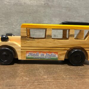 Channapatna Toy School Bus ? Wooden (6 Inch Length, 5 Inch Height)