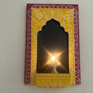 Handpainted Yellow and Red - Wooden Wall Frame Bracket (8inch * 12 inch)