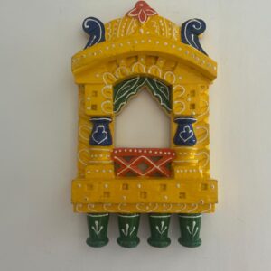 Handpainted Yellow Wooden Jharokha (10 inch)