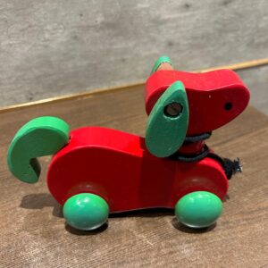 Channapatna Pull Toy Dog - Assorted Colour Wooden (6 Inch Length, 4.5 Inch Height)