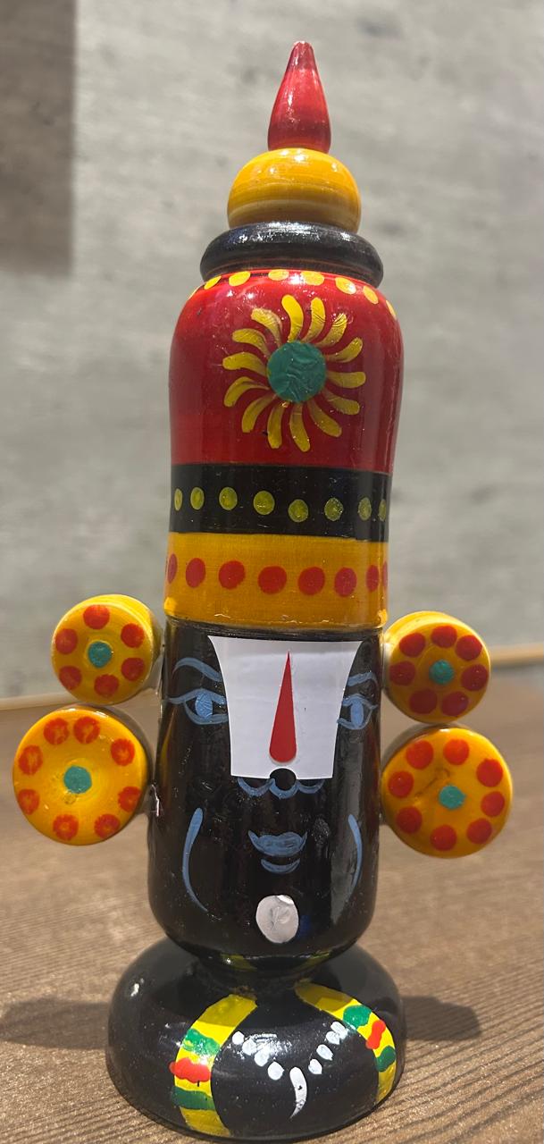 Chinnapatna Balaji face Idol - Wooden Figurine (8 Inch)