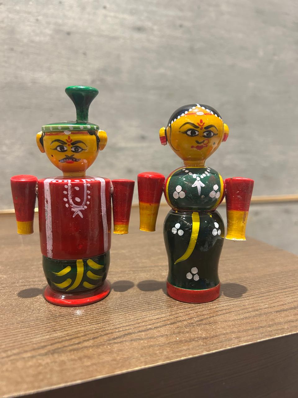 Channapatna Couple - Wooden Figurine (4 Inch)