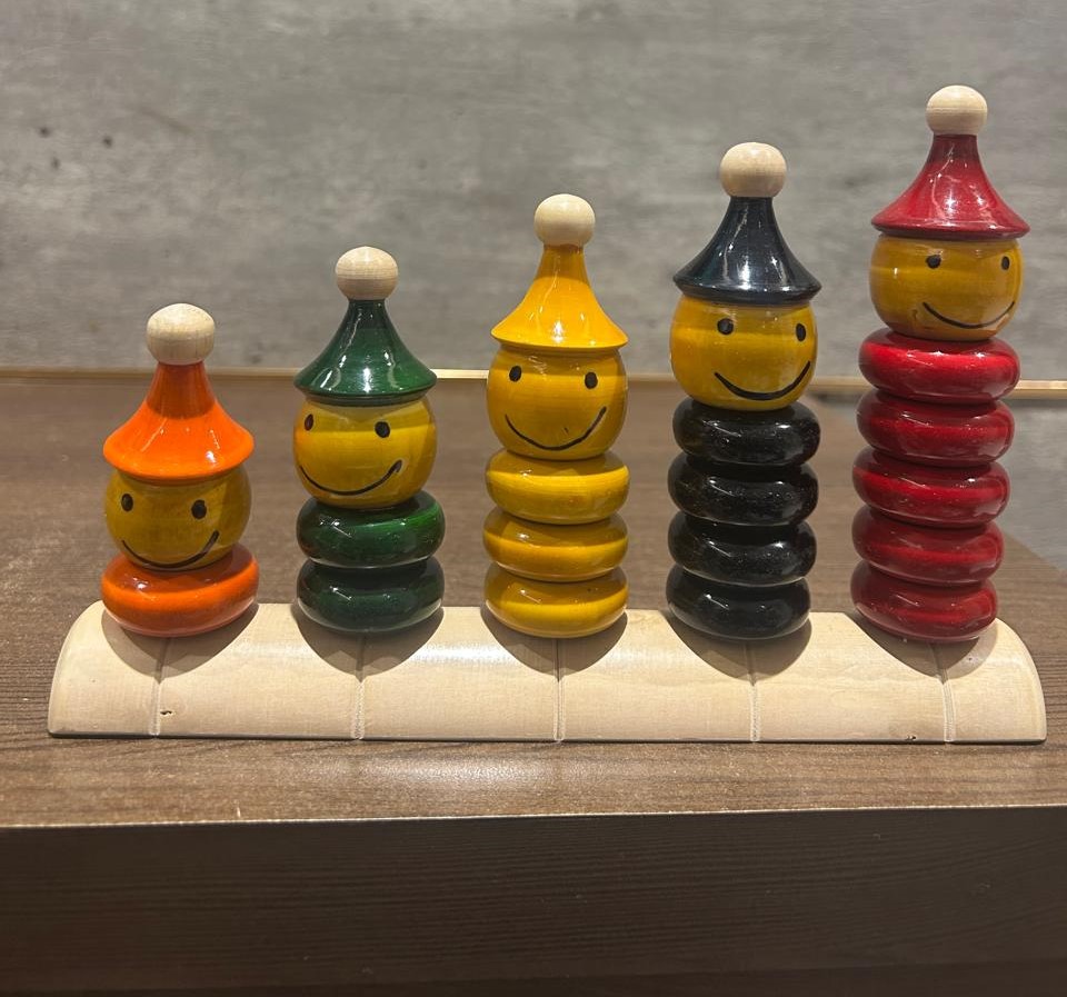 Channapatna Colourful Abacus Toy - Wooden (5 Heads Counting 1 to 5, 8 Inch * 5 Inch)
