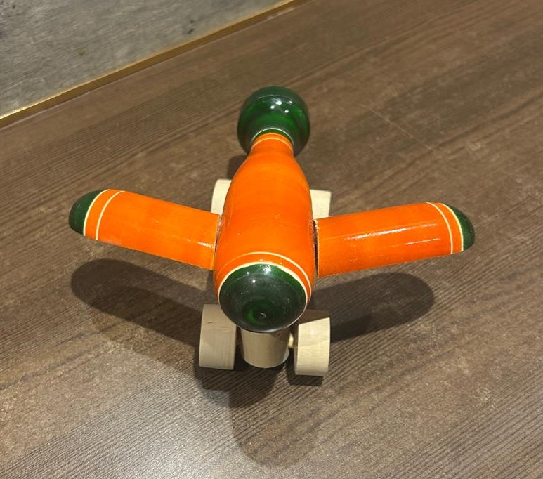 Channapatna Toy Aeroplane - Wooden (6 Inch Length, 3 Inch Height)