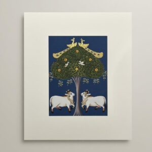 Cow Pachwai Art - Traditional Cloth Hand Painting -12*10 inch - Unframed - 04