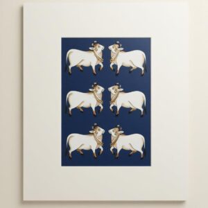 Cow Pachwai Art - Traditional Cloth Hand Painting -12*10 inch - Unframed - 06