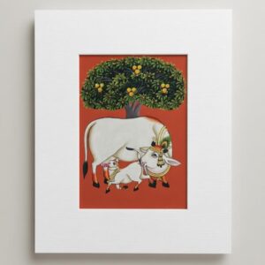 Cow Pachwai Art - Traditional Cloth Hand Painting -12*10 inch - Unframed - 09