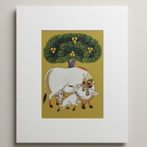 Cow Pachwai Art - Traditional Cloth Hand Painting -12*10 inch - Unframed - 02