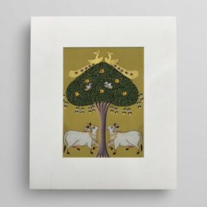 Cow Pachwai Art - Traditional Cloth Hand Painting -12*10 inch - Unframed - 03