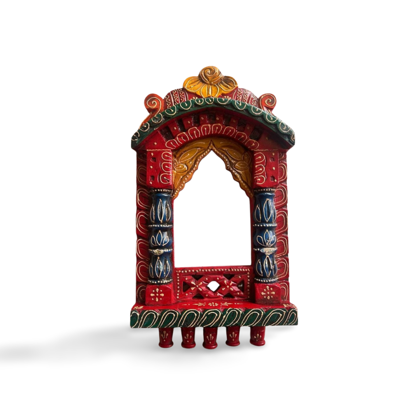 Handpainted Red Wooden Jharokha (16 inch)