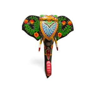 Handpainted Black Wooden Elephant Face - Wall Art (15 inch)