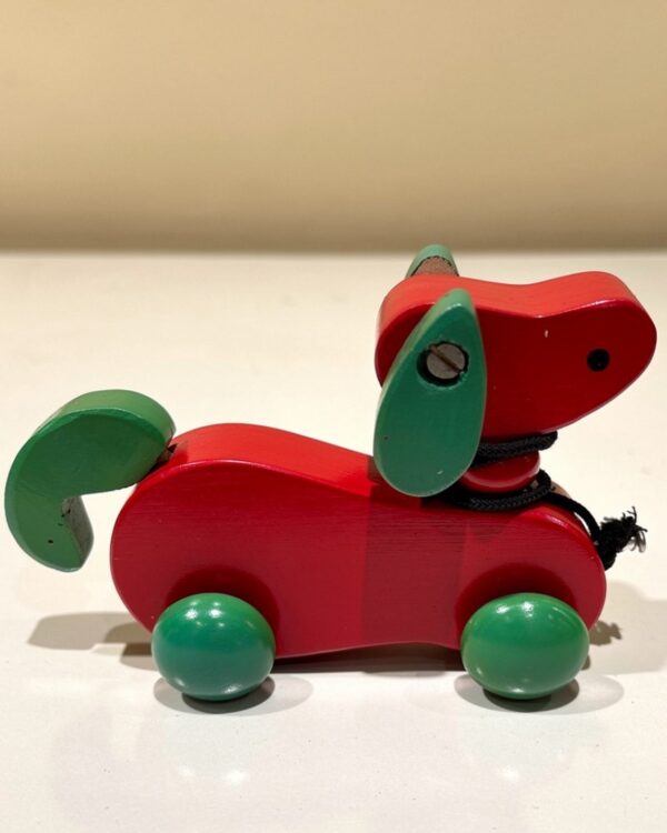 Channapatna Pull Toy Dog - Assorted Colour Wooden (6 Inch Length, 4.5 Inch Height)