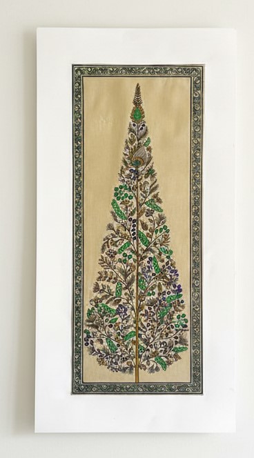 Tree of Life #41 - Pattachitra Art - Tussore Silk Painting - 6*16 inch - In Silk Cloth - Unframed