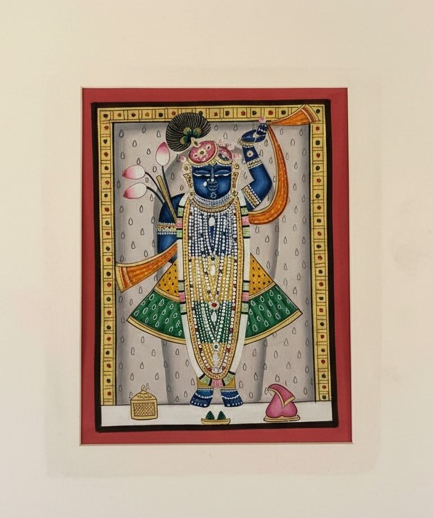 Shrinath Ji Pachwai Art - Traditional Cloth Hand Painting -12*10 inch - Unframed - 02