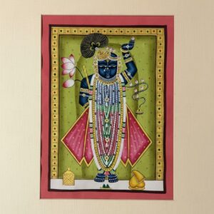 Shrinath Ji Pachwai Art - Traditional Cloth Hand Painting -12*10 inch - Unframed - 16