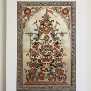 Radha Krishna Pattachitra Art - Tussore Silk Painting - In Silk Cloth - Unframed - 12" * 14"