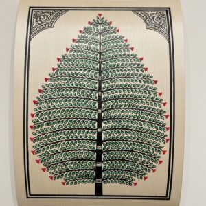 Tree of Life - Pattachitra Art - Tussore Silk Painting - 6*8 inch - In Silk Cloth - Unframed