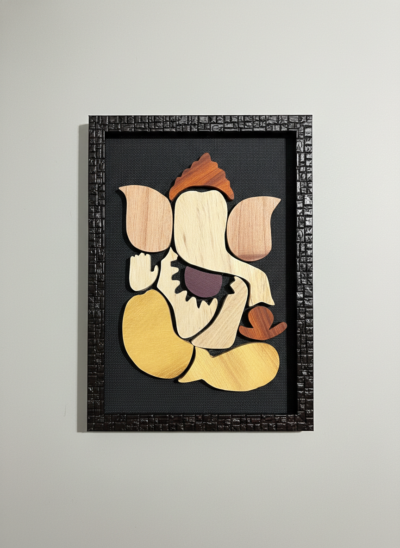 Ganpati Wooden In-Lay Wall Decor (6"*12")