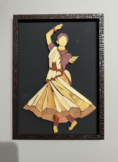 Katthak Dance Wooden In-Lay Artwork Painting (10"*14")