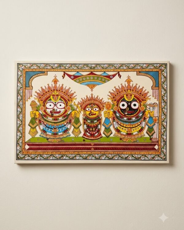 Shri Jagannath Pattachitra Art - Tussore Silk Painting - 12*10 inch - In Silk Cloth - Unframed