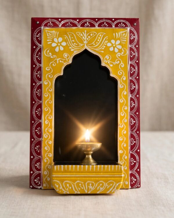 Handpainted Yellow and Red - Wooden Wall Frame Bracket (8inch * 12 inch)