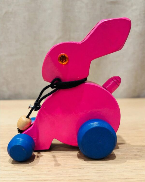 Chinnapatna Pull Toy Rabbit - assorted colour wooden (Length - 8.5 inches, height - 4.5 inch)