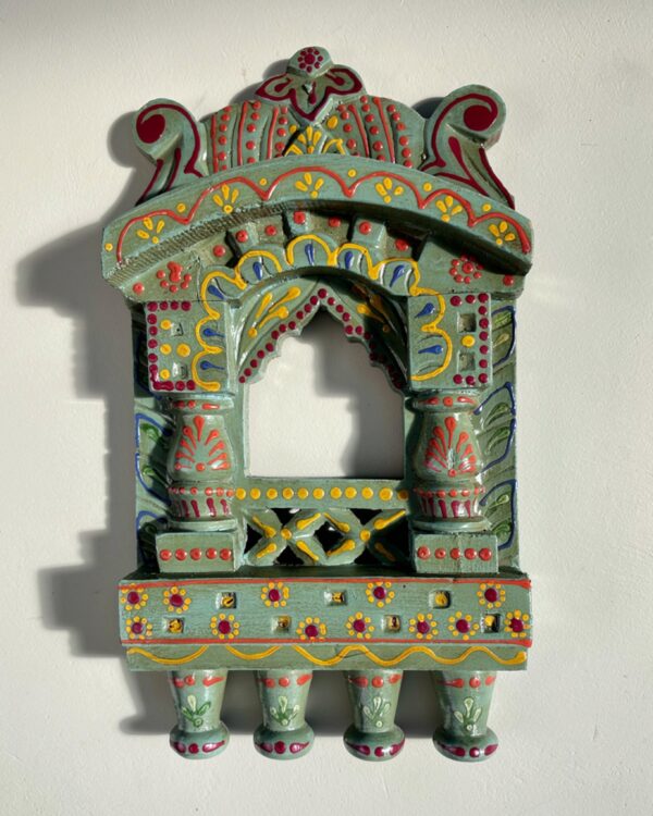Handpainted Green Wooden Jharokha (10 inch)