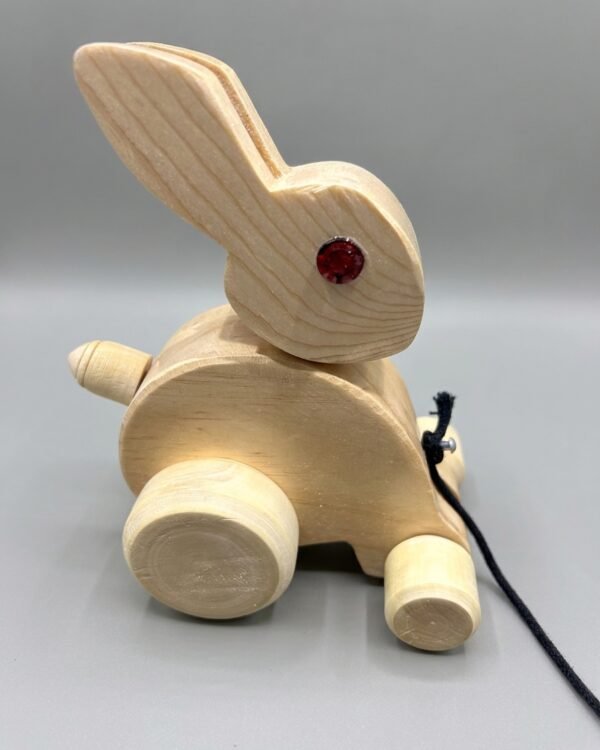 Channapatna Pull Toy Rabbit ? Natural Colour Wooden (8.5 Inch Length, 4.5 Inch Height)