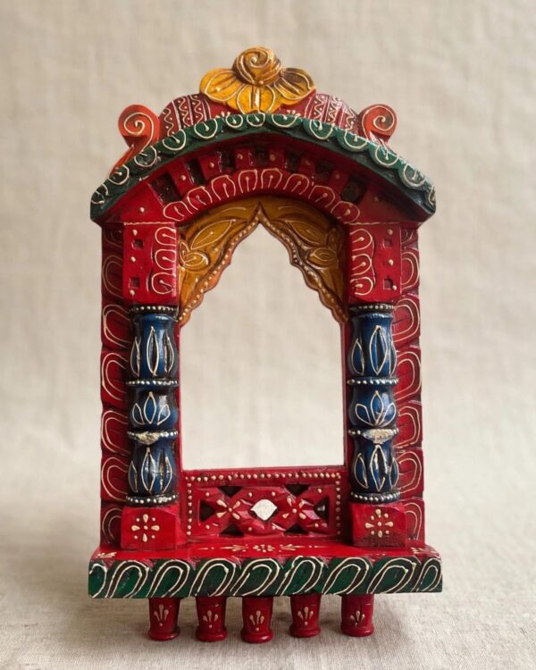 Handpainted Red Wooden Jharokha (16 inch)