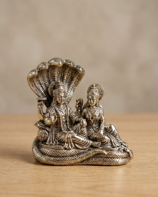Vishnu Lakshmi Ji Idol – Sitting Pose - Brass - (3 Inch approx)