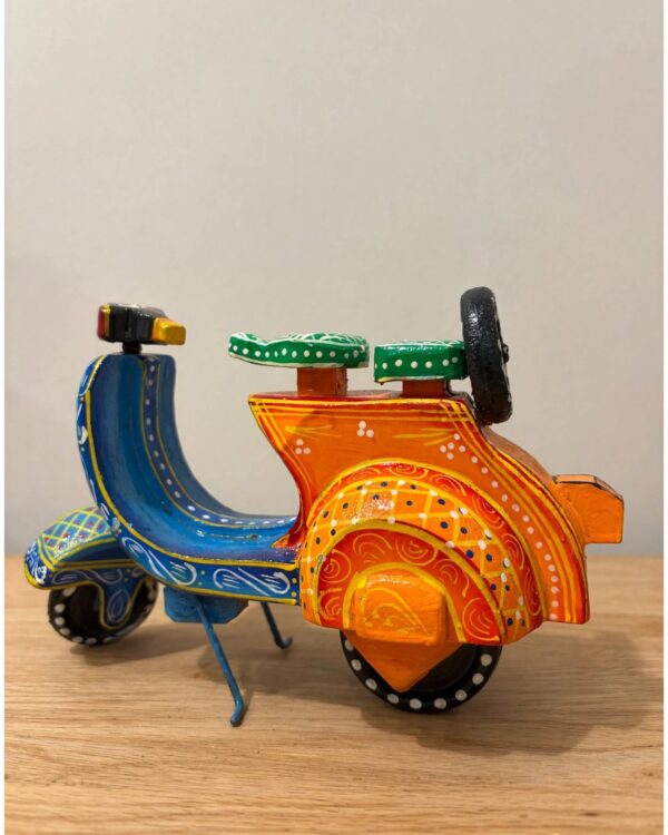 Multi colour - Wooden Lacquered Scooter - (8" height) - 1 piece - Assorted Colour