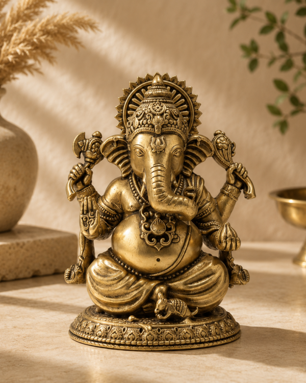 Ganpati ji Idol – Seated Pose - Brass (3 Inch, approx 150 gms)