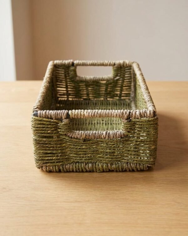 Green Sabai Grass Rectangle Tray with Iron Frame – 10" * 6.5"