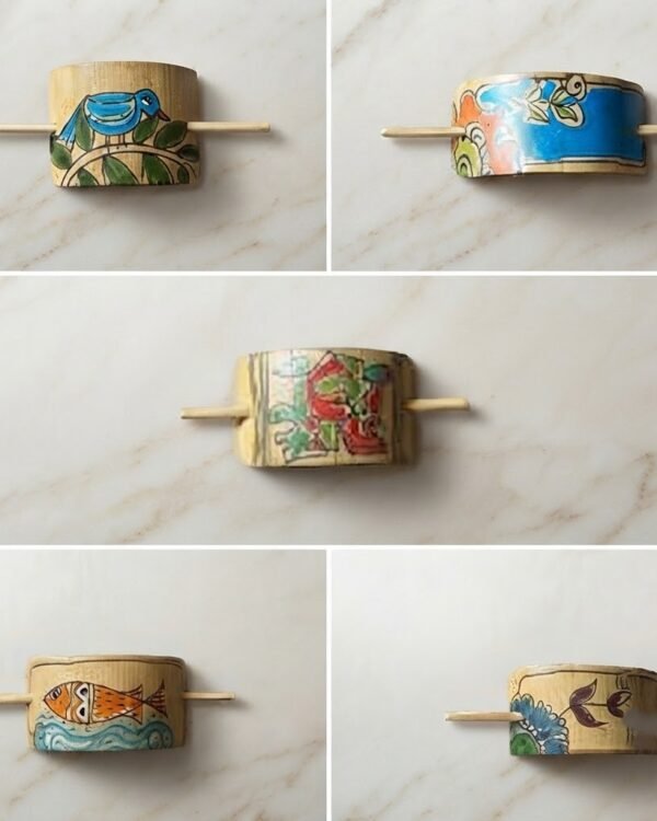 Hair clip - Bamboo Hand Painted - Assorted
