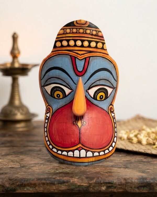 Exclusive Kerela Mural Mask Hanuman Ji - Bamboo Hand Painted -  10.5*6.5 Inch