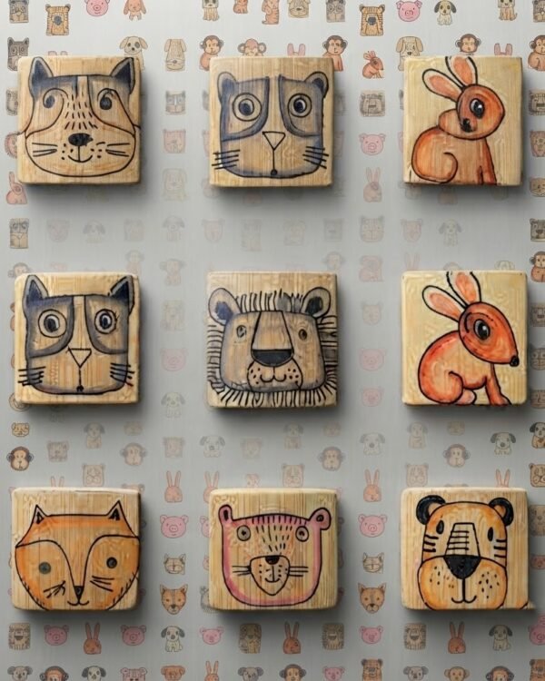 Magnet - Square - Rectangle - Bamboo Hand Painted - Assorted