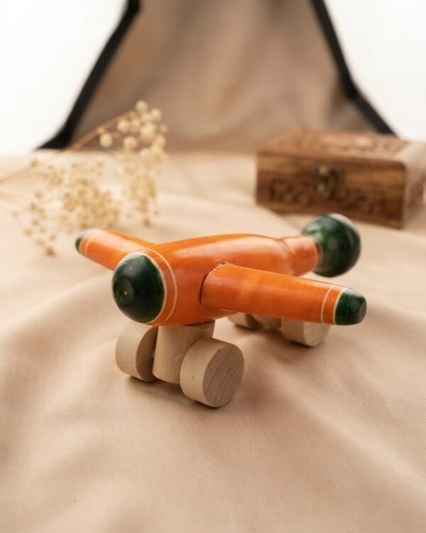 Channapatna Toy Aeroplane - Wooden (6 Inch Length, 3 Inch Height)