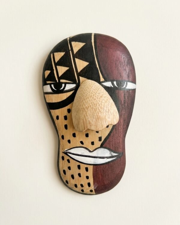 Bamboo Mask Painting #7 Hand-Painted on Bamboo (approx 4 Inches Height)